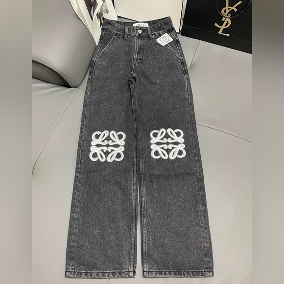 Loewe Black Jeans with White Embroidery - Picture 1 of 6